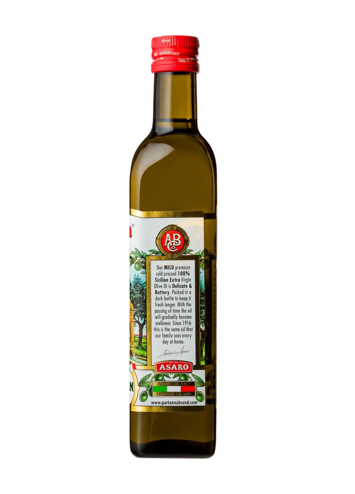 Partanna Everyday Mild Extra Virgin Olive Oil - Premium Castelvetrano Olive Oil - Harvested In Sicily - Pure Authentic Italian -