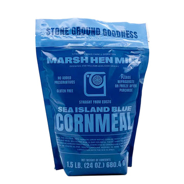 Marsh Hen Mill Sea Island Blue Cornmeal | Corn With Floral Aroma | Perfect Stone Ground Cornmeal For Corn Bread | Traditional Blue Corn Flour | 100% Natural & Gluten Free  24 Oz (Pack Of 1)