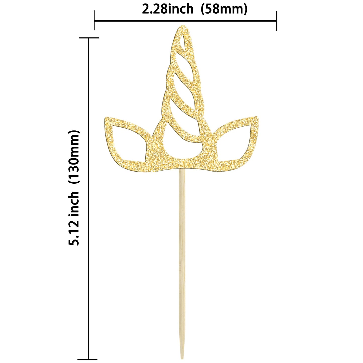 Gyufise 24Pcs Unic Horn Cupcake Toppers Gold Glitter Unin Cupcake Picks For Unin Theme Baby Shower Birthday Wedding Engagement P