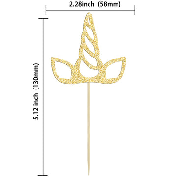 Gyufise 24Pcs Unic Horn Cupcake Toppers Gold Glitter Unin Cupcake Picks For Unin Theme Baby Shower Birthday Wedding Engagement P