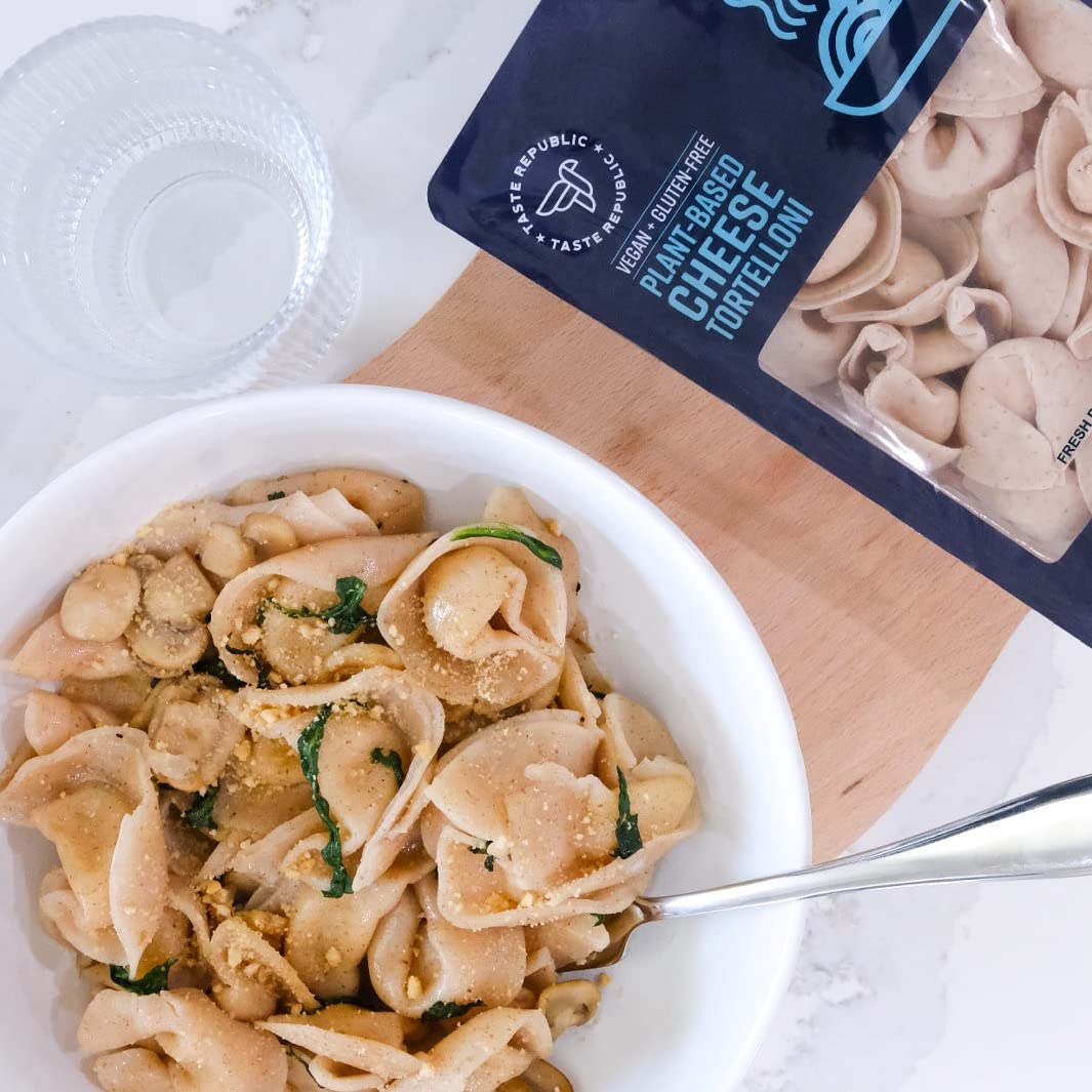 Vegan Tortelloni, Fresh and Frozen Gluten Free Plant-Based Cheese Filled Pasta, Cooks in Just 3 Min, Taste Republic, 9oz (6 Pack