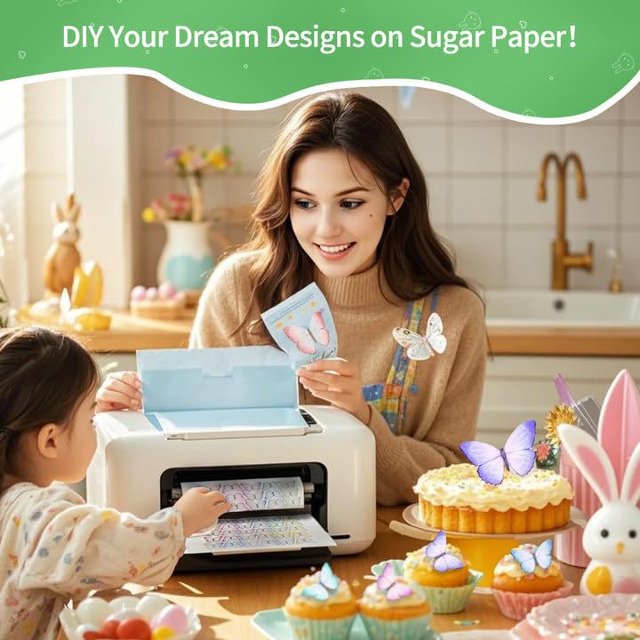 Edible Paper, Frosting Sheets A4 Size With 120Pcs Wafer Butterflies, Icing Sheets For Cakes Printable, Edible Image Paper, Sugar