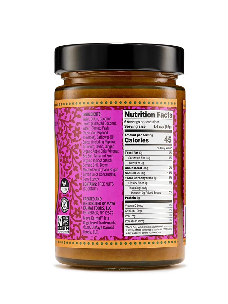 Maya Kaimal Goan Coconut Sauce 12.5 Oz Mild Indian Simmer Sauce With Tropical Coconut And Tamarind. Vegan Gluten Free Non-Gmo Pr