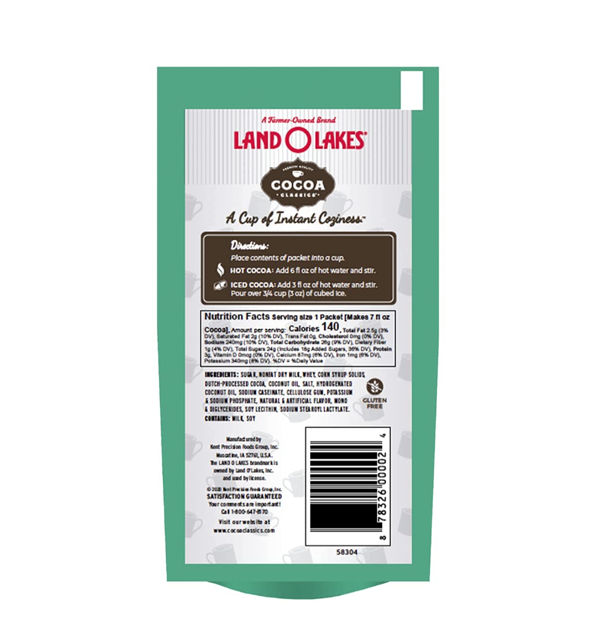 Land O' Lakes Hot Cocoa Mix, Mint, 1.25 Oz (35G), 30 Packets