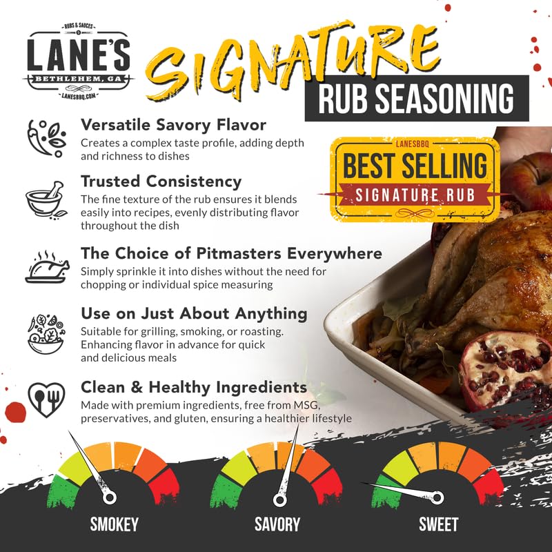 Lane's Signature BBQ Seasoning Rub, All-Natural BBQ Seasonings and Rubs, Perfect for Beef, Meat, Chicken & Pork Rub Seasoning, M