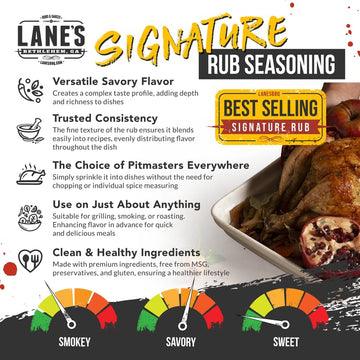 Lane's Signature BBQ Seasoning Rub, All-Natural BBQ Seasonings and Rubs, Perfect for Beef, Meat, Chicken & Pork Rub Seasoning, M