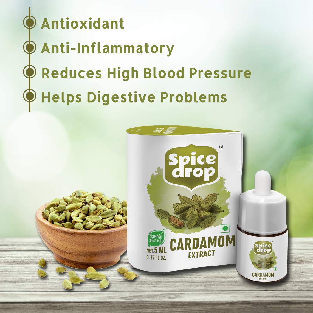 Spice Drop Cardamom Natural Extract ( Elaichi Drops ) For Food, Beverages And Dessert, No Additives, 5 Ml ( Pack Of 3 X 180 Drops)