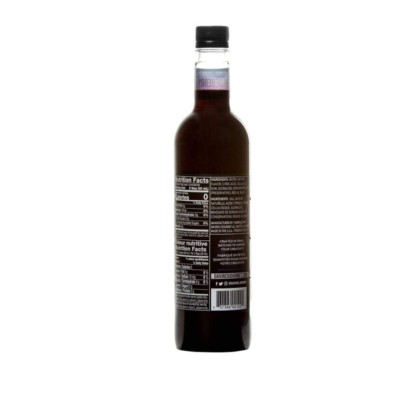 Da Vinci SUGAR FREE Blueberry Syrup with Splenda, 750 ml