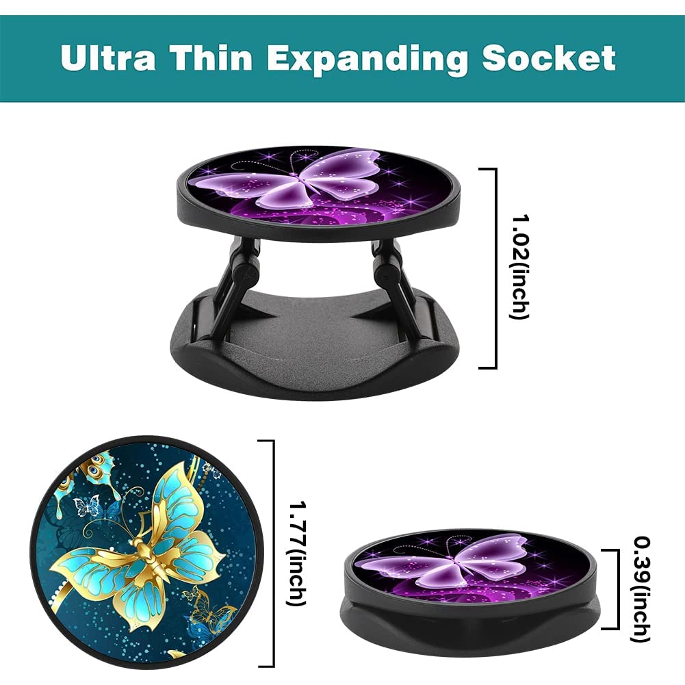 Dabubu 2 Pack Phone Finger Expanding Stand Holder Kickstand Hand Grip Widely Compatible With Almost All Phones And Cases- Purple