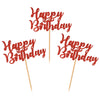 Donoter 24 Pcs Glitter Red Happy Birthday Cupcake Toppers Cake Picks For Birthday Party Decoration Supplies