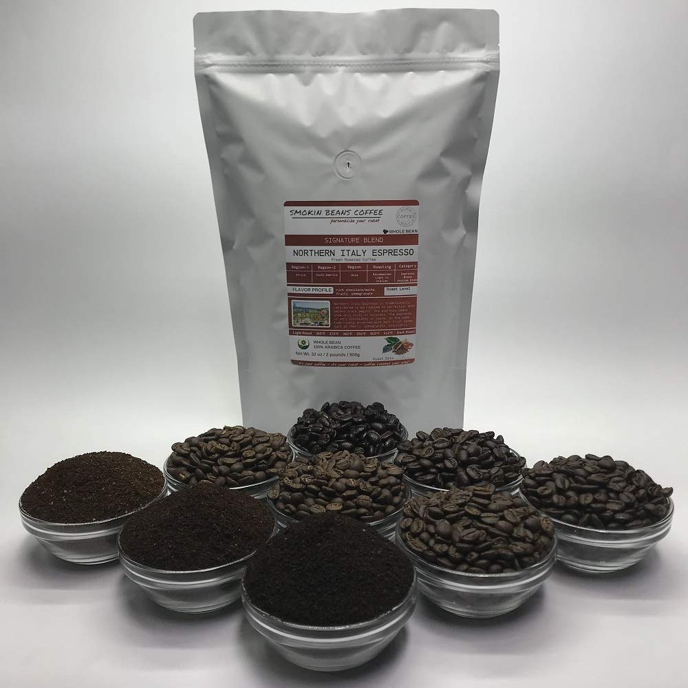 Smokin Beans Espresso Coffee, Signature Blend, Whole Bean, 2-Pound (16 Ounce Pack of 2)