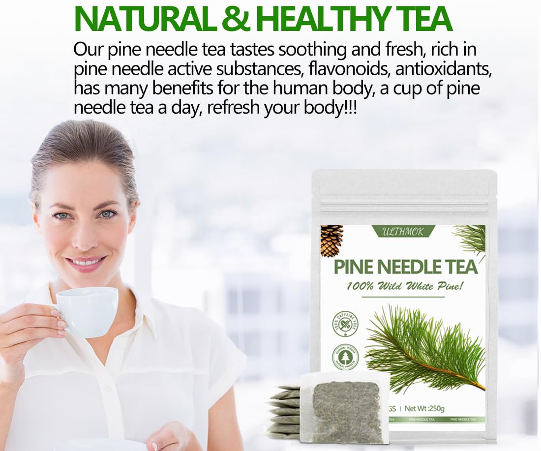 Enhanced 100 Pine Neddle Tea Bags,100% Picked From Natural Wild Pine Neddle, No Caffeine & No Additives.