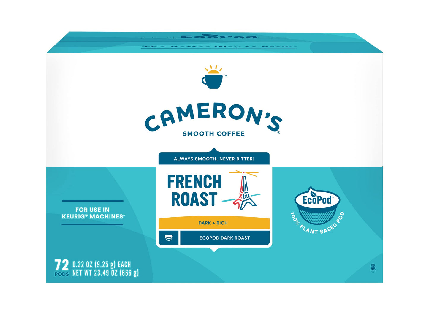 Camerons Coffee Single Serve Pods, French Roast, 72 Count (Pack of 1)
