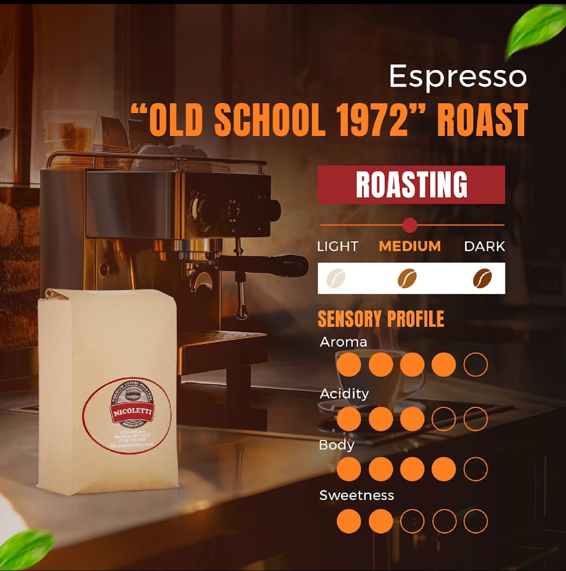 Nicoletti Old School 1972    Espresso Roast [Whole Beans 2Lb] Made In Brooklyn Ny Since 1972 (Fresh Roasted Espresso With Date S