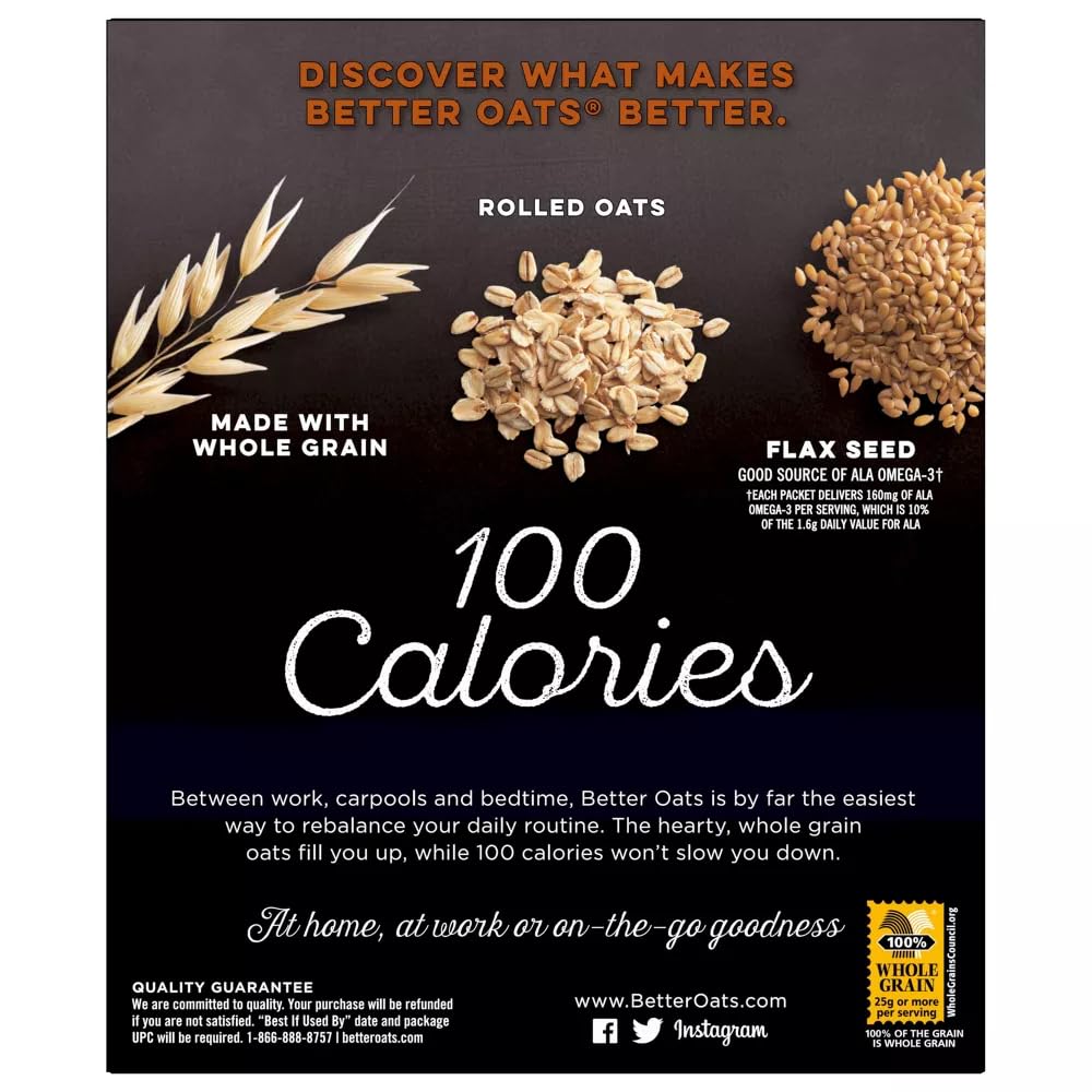 Better Oats OAT FIT Instant Oatmeal CINNAMON ROLL 9.8oz (3 Pack)
