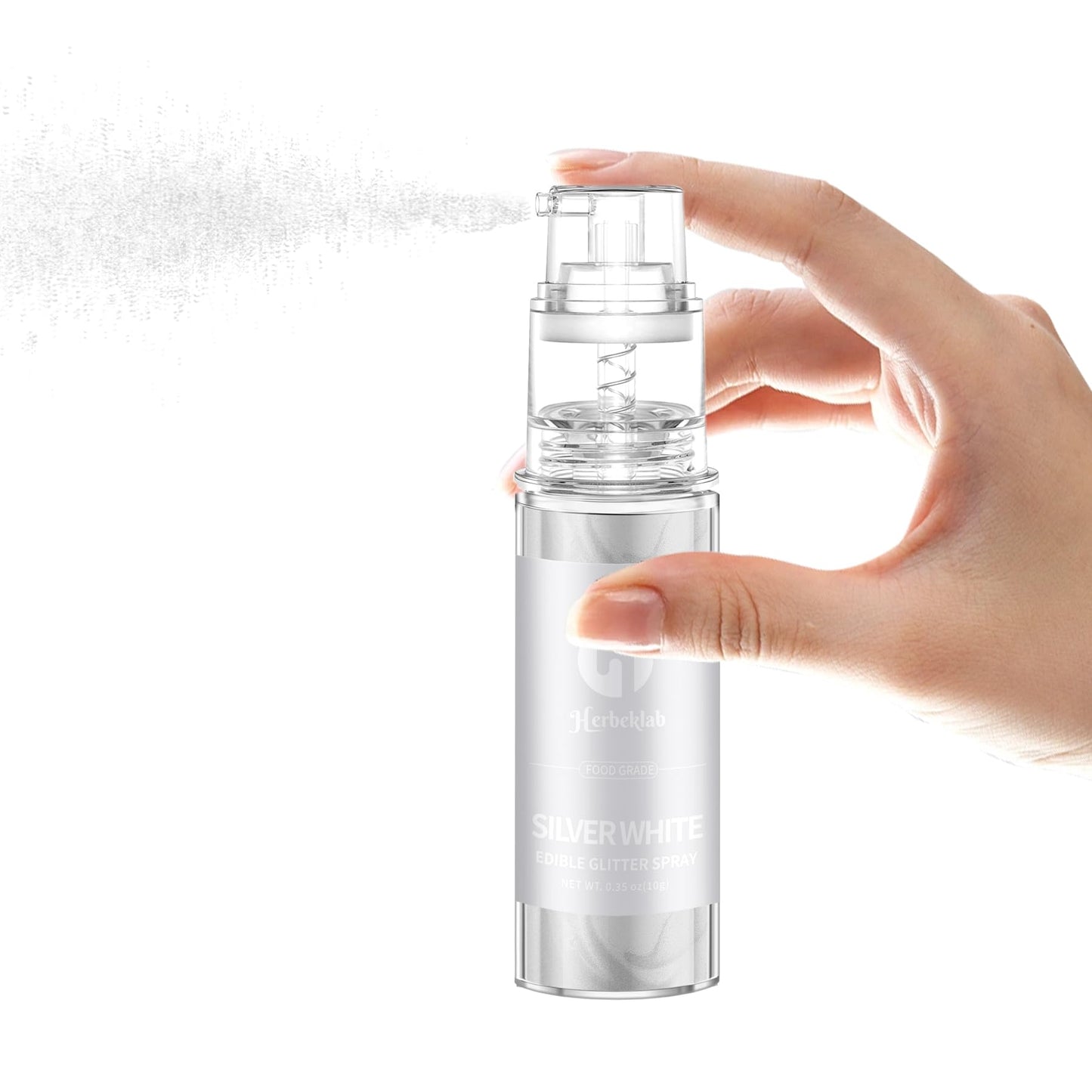 White Edible Glitter Spray - 10G Edible Silver White Cake Glitter Food Grade Silver White Spray Glitter For Chocolate Cocktails