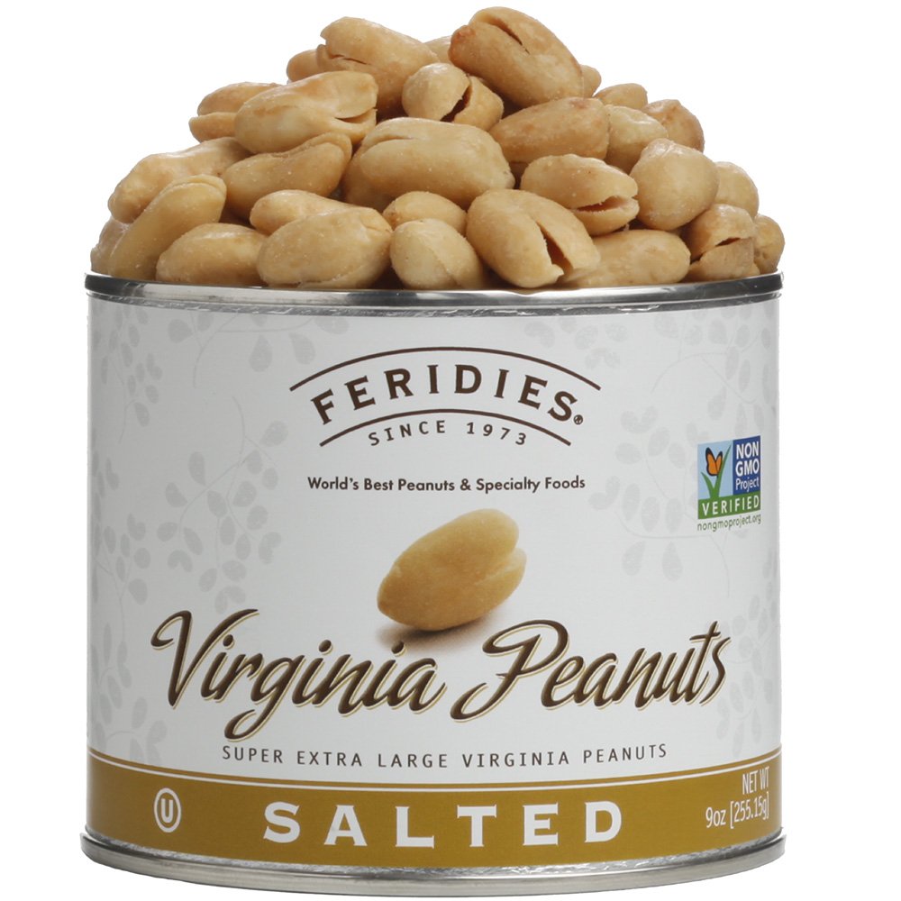 FERIDIES Assorted Snack Nut Gift Pack (Salted Virginia Peanuts, Honey Roasted Virginia Peanuts, Peanut Brittle Crunch and 5 O'Cl