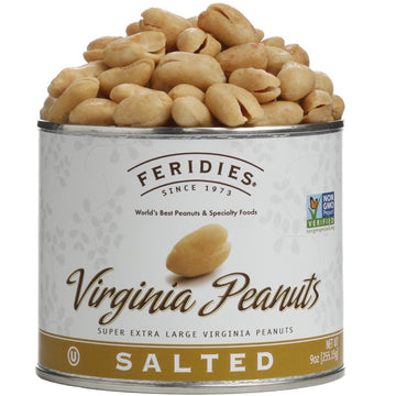 FERIDIES Assorted Snack Nut Gift Pack (Salted Virginia Peanuts, Honey Roasted Virginia Peanuts, Peanut Brittle Crunch and 5 O'Cl