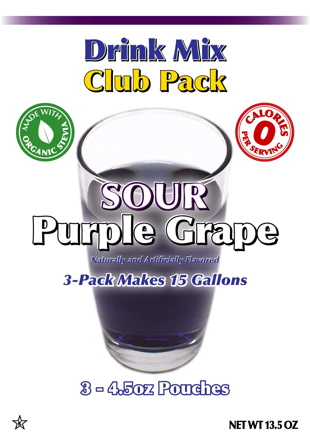 Gramzero Sour Purple Grape Zero Calorie Sugar Free Drink Mix, Great For Nutrition Club Loaded Tea, Stevia Sweetened
