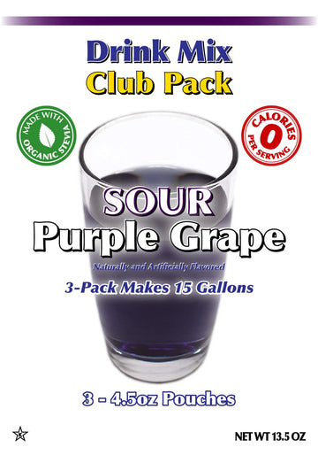 Gramzero Sour Purple Grape Zero Calorie Sugar Free Drink Mix, Great For Nutrition Club Loaded Tea, Stevia Sweetened