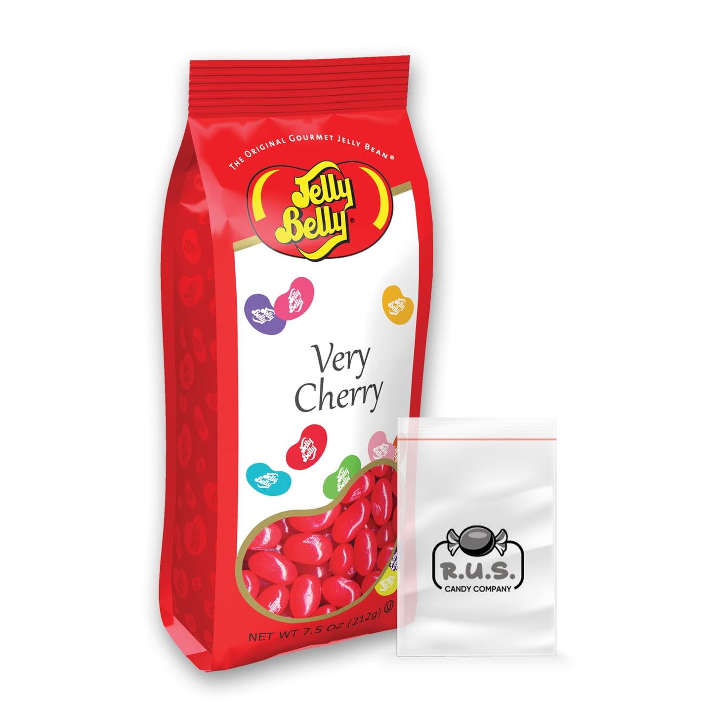 Jelly Belly Bundle- Very Cherry Jelly Beans - 7.5 Oz Gift Bag- Includes Rus Candy Company Travel Size Pocket Bag (Very Cherry)
