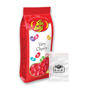 Jelly Belly Bundle- Very Cherry Jelly Beans - 7.5 Oz Gift Bag- Includes Rus Candy Company Travel Size Pocket Bag (Very Cherry)