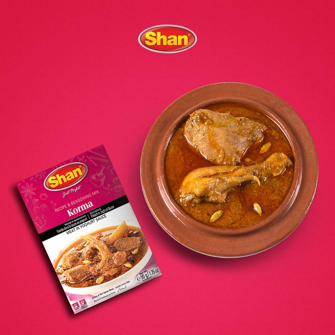 Shan - Korma Masala Seasoning Mix (50G) - Spice Packets For Meat In Yogurt Sauce