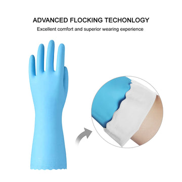 Bamllum 2 Pairs Reusable Cleaning Gloves - Latex Free Kitchen Cleaning Gloves With Cotton Liner- Household Dishwashing Gloves, N