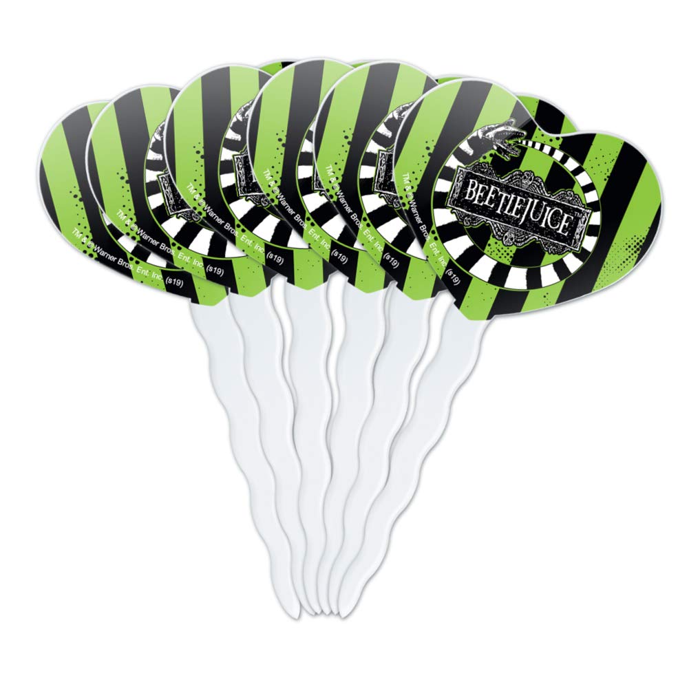 GRAPHICS & MORE Cupcake Picks Set of 6, Beetlejuice Heart Decoration, Multi, 1.6x3.2 inches, Model CUPCAKE.HEART.WBGAM015