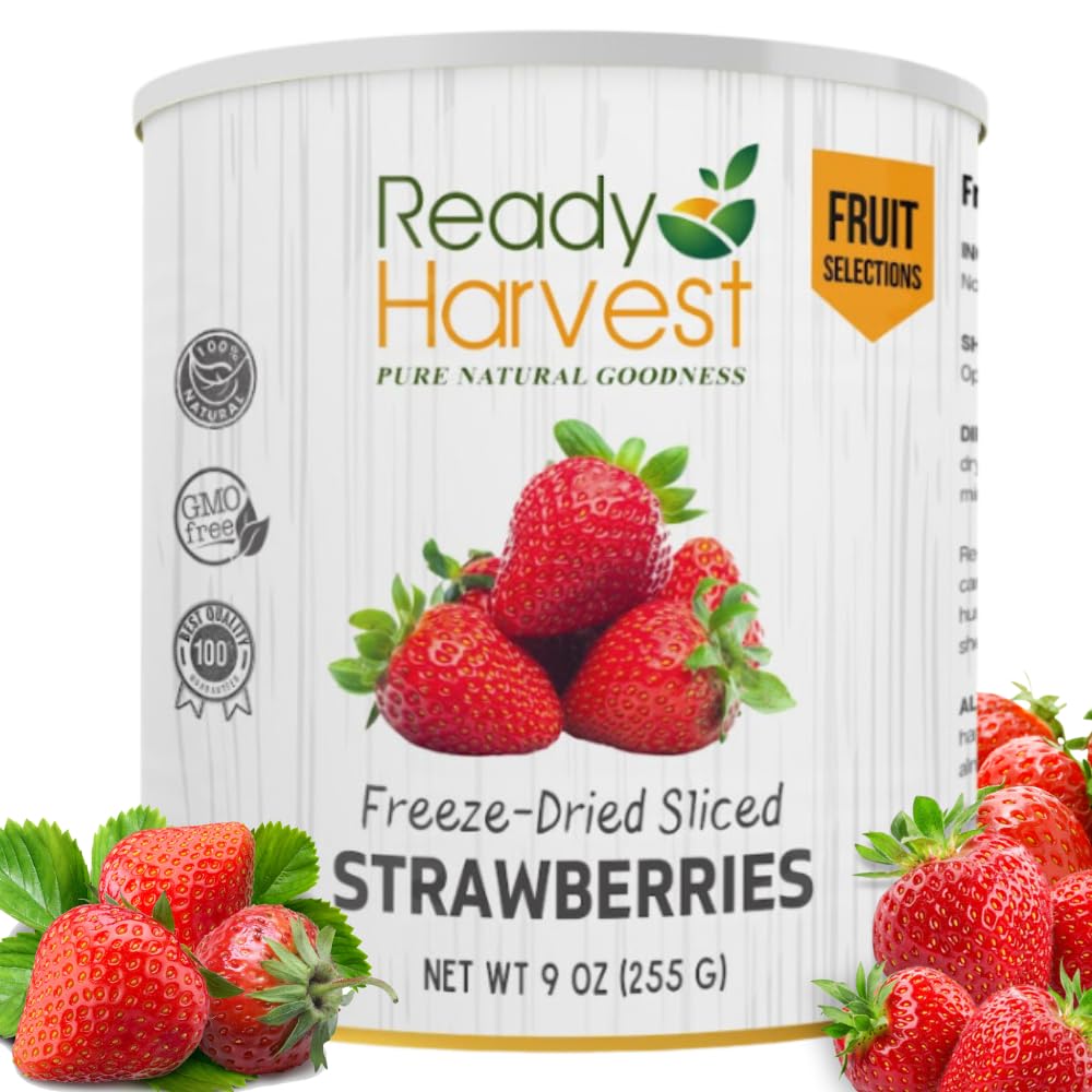 Ready Harvest Freeze Dried Strawberries | Emergency Snacks | #10 Can | 30 Year Shelf Life
