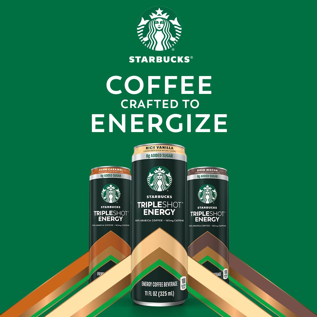 Starbucks Tripleshot Coffee Energy Drink, Bold Mocha, 11 fl oz Cans, 12 Pack, 165mg Caffeine, B Vitamins, Protein