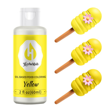 Herbeklab Yellow Oil Based Food Coloring for Chocolate, 60ml Concentrated Dye for Candy Melts and Cake Pops