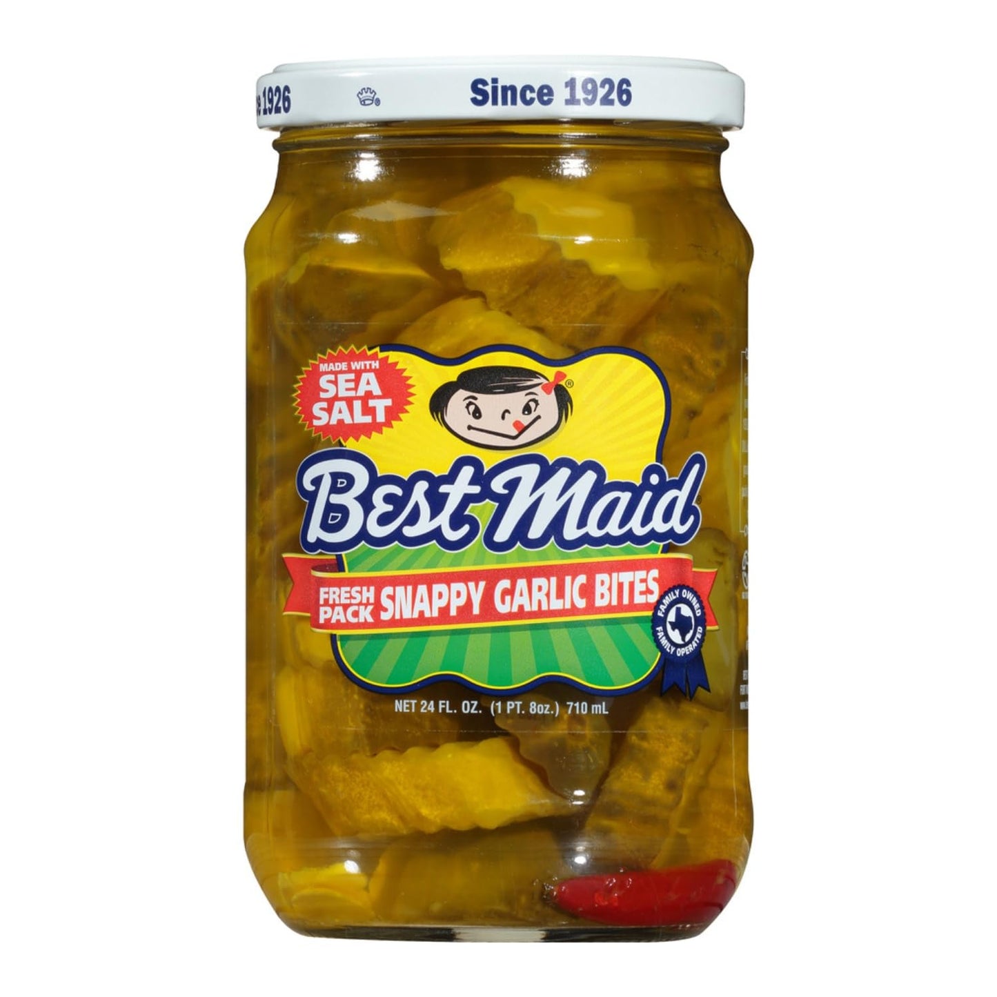 Best Maid Products - 24 Ounce Glass Jars - Dill, Kosher, Habanero Chips & Snappy Garlic Bites - 4 Pack