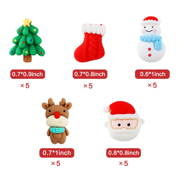Ercadio 25 Pack Resin Christmas Cupcake Toppers Santa Claus Snowman Christmas Tree Cupcake Picks Resin Socks Cupcake Toppers For