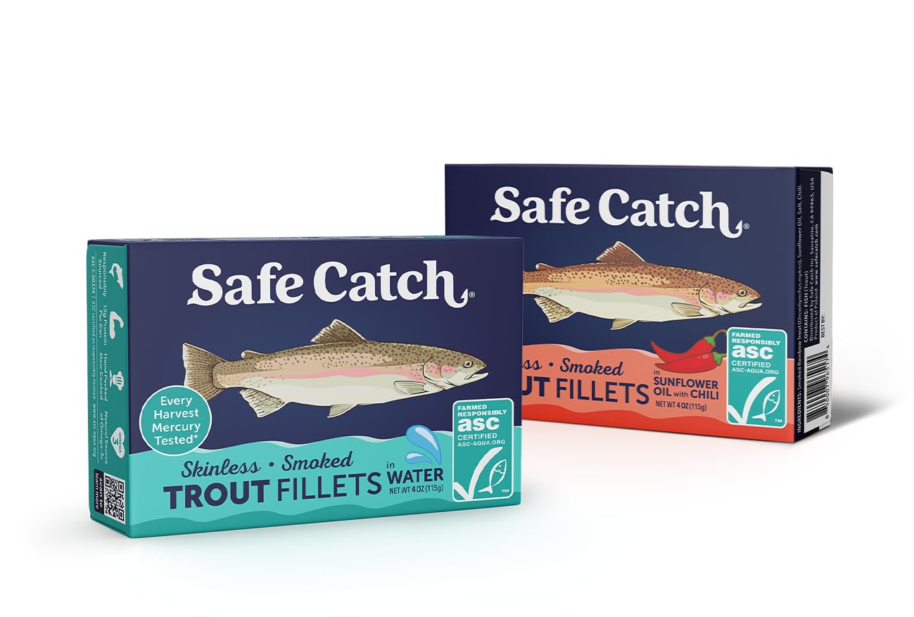 Safe Catch Smoked Rainbow Trout Fillets, Skinless & Boneless, 4 oz (Pack of 12), Mercury Tested, in Water & Sunflower Oil with Chili