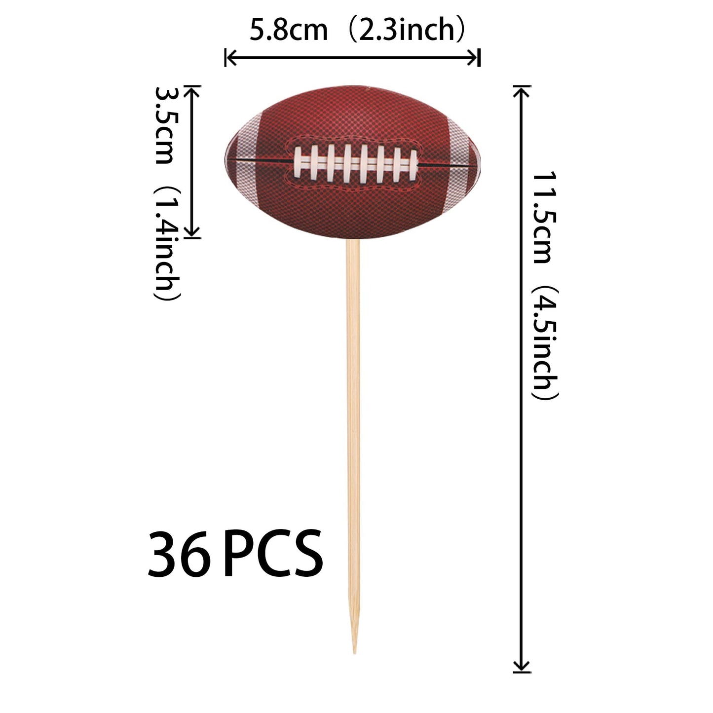 YCTHUNFISH 24 Pack American Football Cupcake Toppers for Rugby Theme Baby Shower Kids Birthday Party Decorations