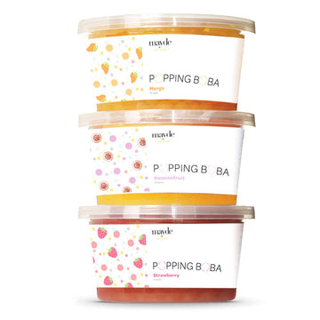 Mayde Bursting Popping Boba Pearls Party Kit - Strawberry, Mango, Passion Fruit, 3 Pack (490 gms)