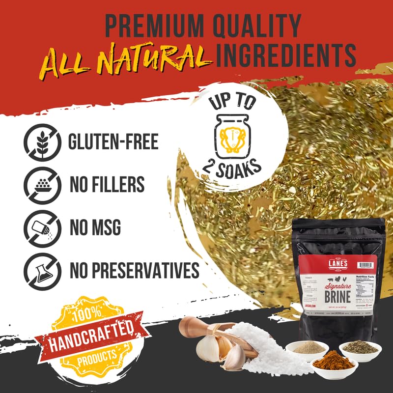Lanes Signature Brine, Large Turkey Brine Seasoning Enough Brine For 2 Soaks, 100% Natural, No Preservatives, No-Msg, Gluten-Fre