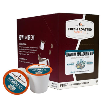Fresh Roasted Coffee, Hawaiian Macadamia Nut, Flavored Coffee Pods, K-Cup Compatible, 24 Count