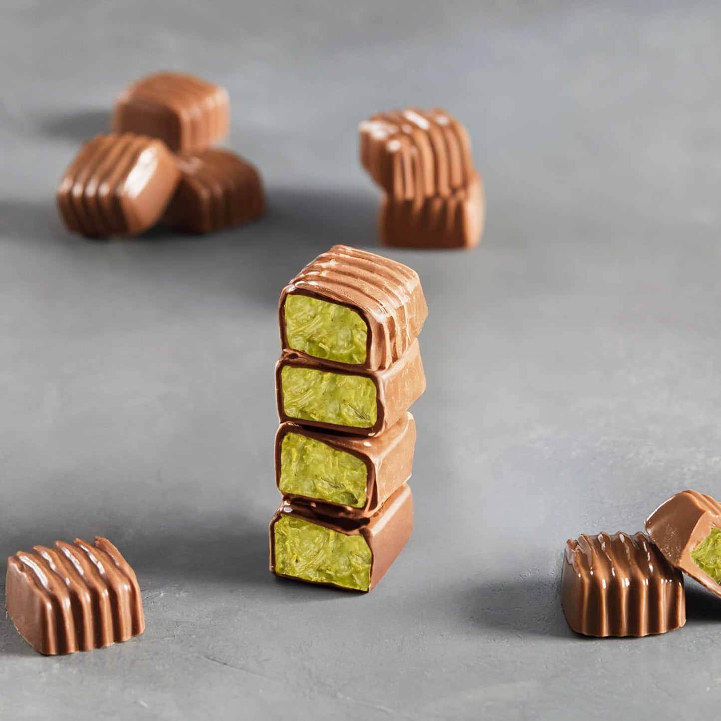 Dubai Chocolate Bar Pistachio Knafeh Mini Bites - Luxury Milk Chocolate, Gift Wrapped Fresh, Enhanced Pistachio Cream Kataifi Filling 0.85 Oz 5 Count Lovetta Chocolate