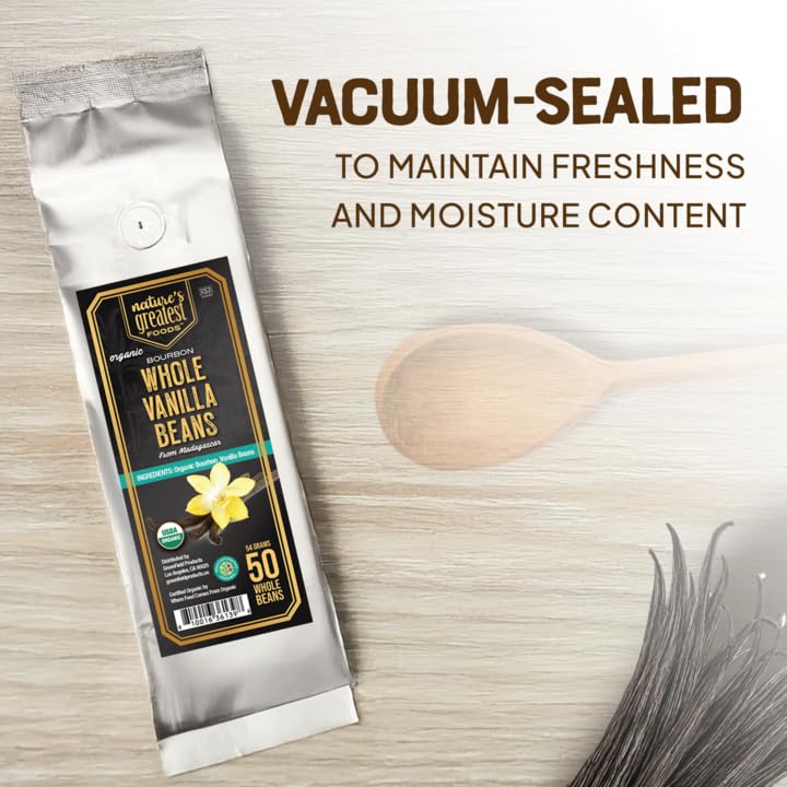 Natures Greatest Organic Madagascar spirit-inspired flavor Vanilla Beans - Grade B, Non-GMO, Gluten-Free, 0.98 oz, 25ct