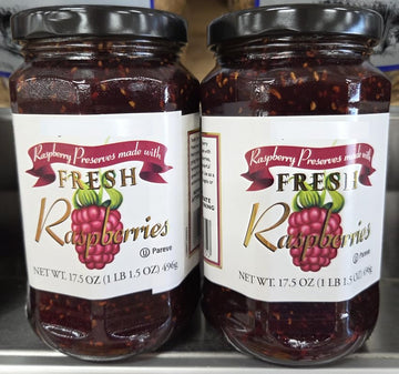 Trader Joe Raspberry Preserves made with Fresh Raspberries 17.5oz 496g (Two Jars)