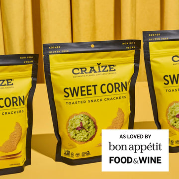 Craize Sweet Corn Crisps | Gluten Free, Vegan, Kosher, Toasted Corn Crackers | 3 pack, 4 oz each