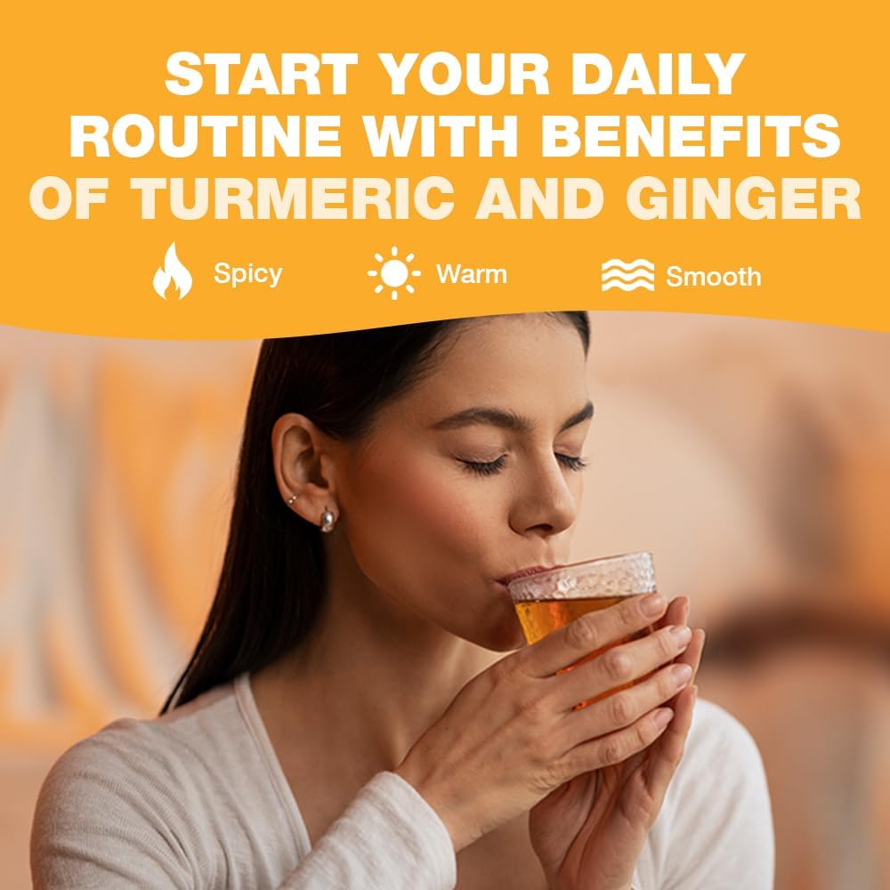 HANDPICK  Turmeric Ginger Tea  100 Eco-Conscious Tea Bags | Caffeine Free  Gluten Free | 100% Pure Herbal Blend - Savory & Spicy