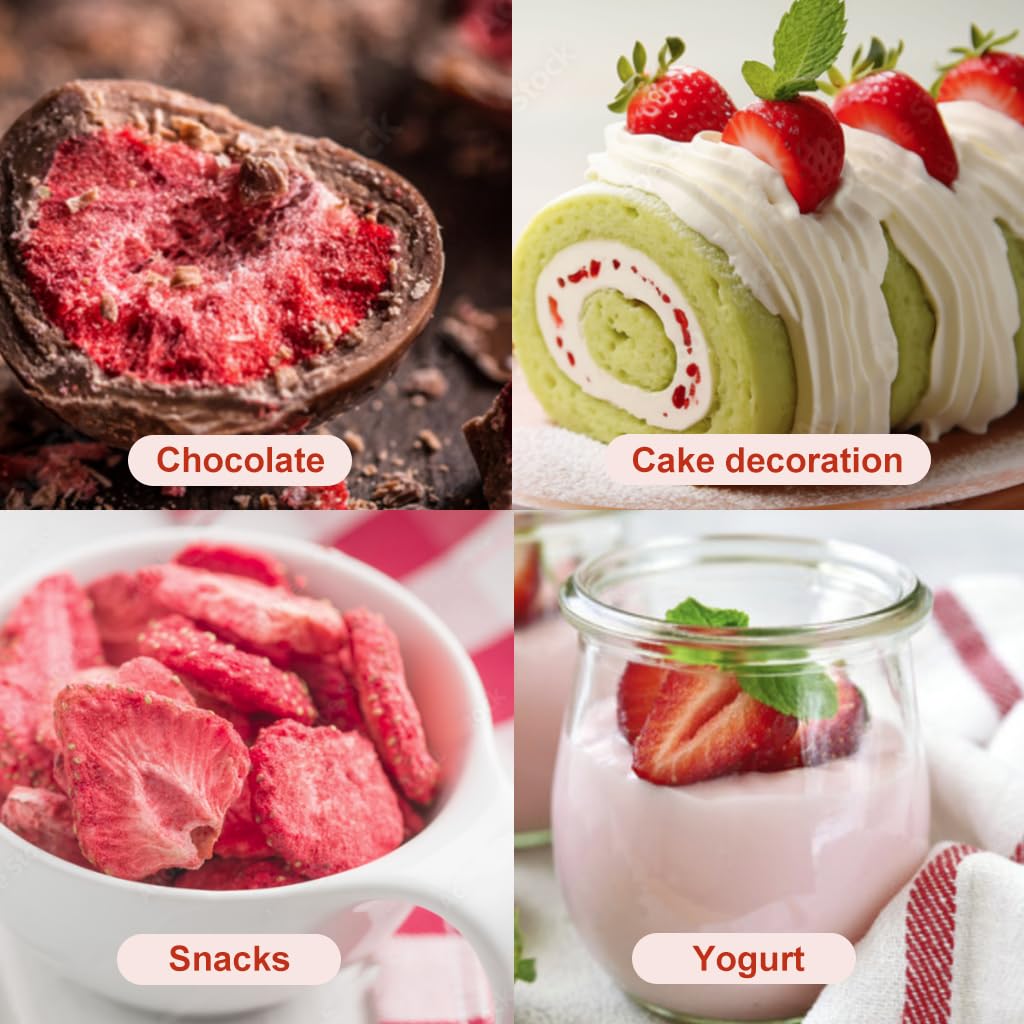 SEAYOFA Freeze Dried Strawberries Sliced - Vegan, Preservative Free Snack - 5.47oz Resealable Jar for Baking &