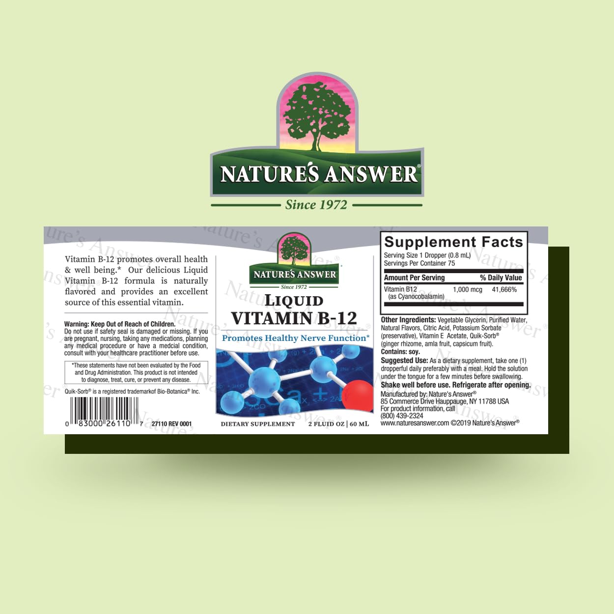Natures Answer Liquid Vitamin B-12 | Promotes Healthy Nerve Function & Energy Levels | Naturally Flavored & Gluten-Free 2Oz