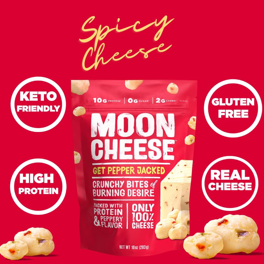 Moon Cheese Variety Pack, Cheddar, Gouda & Pepper Jack, Crunchy, Protein-Rich Cheese Snack, Gluten Free, Keto Friendly, 100% Rea
