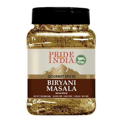 Pride Of India - Indian Biryani Masala Seasoning Spice - 7 oz. Medium Dual Sifter Jar - Easy to Use - Ideal for Layered Vegetabl
