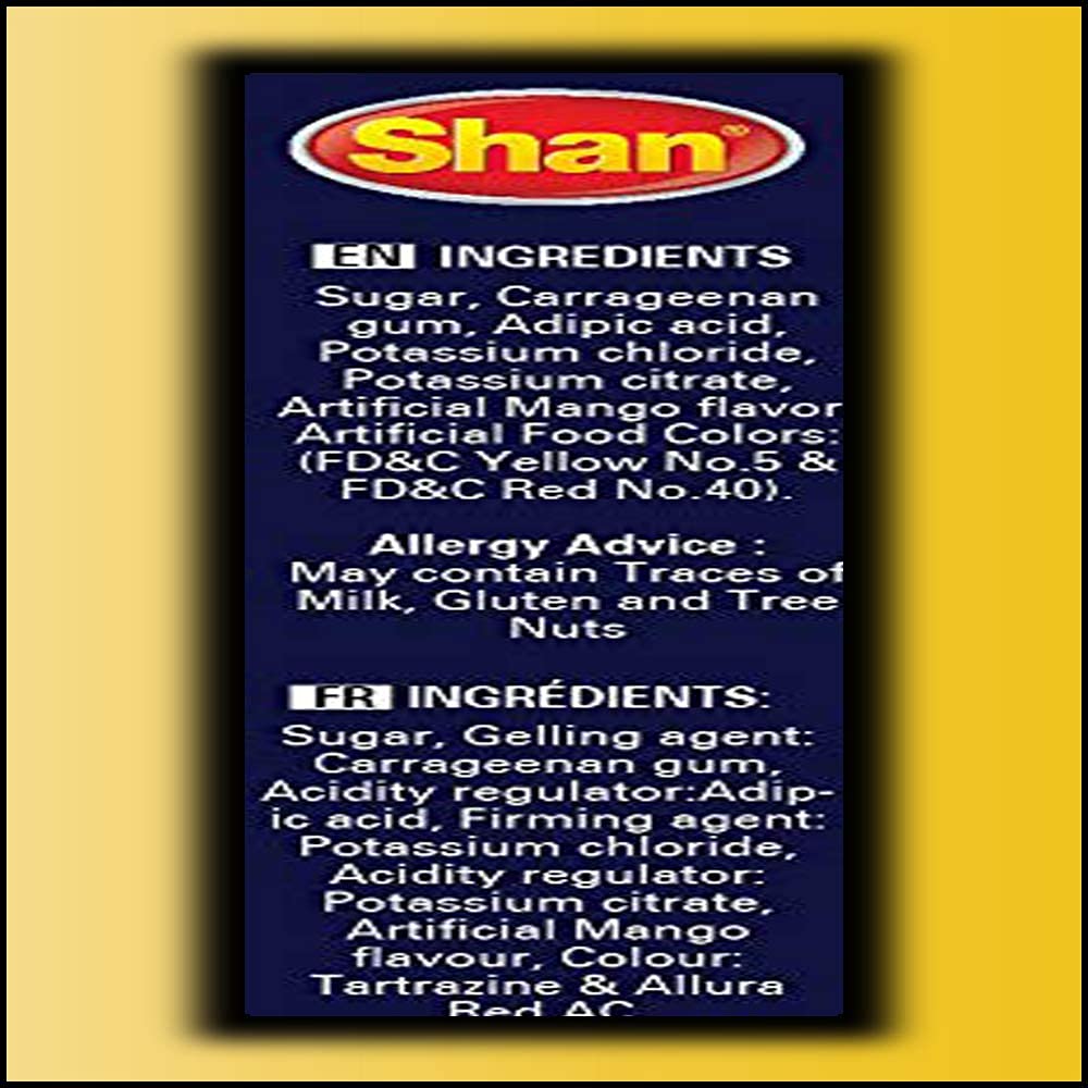 Shan Jelly Crystals Mango - Quick and Easy Jello - Pack of 6 - Suitable for Vegetarians