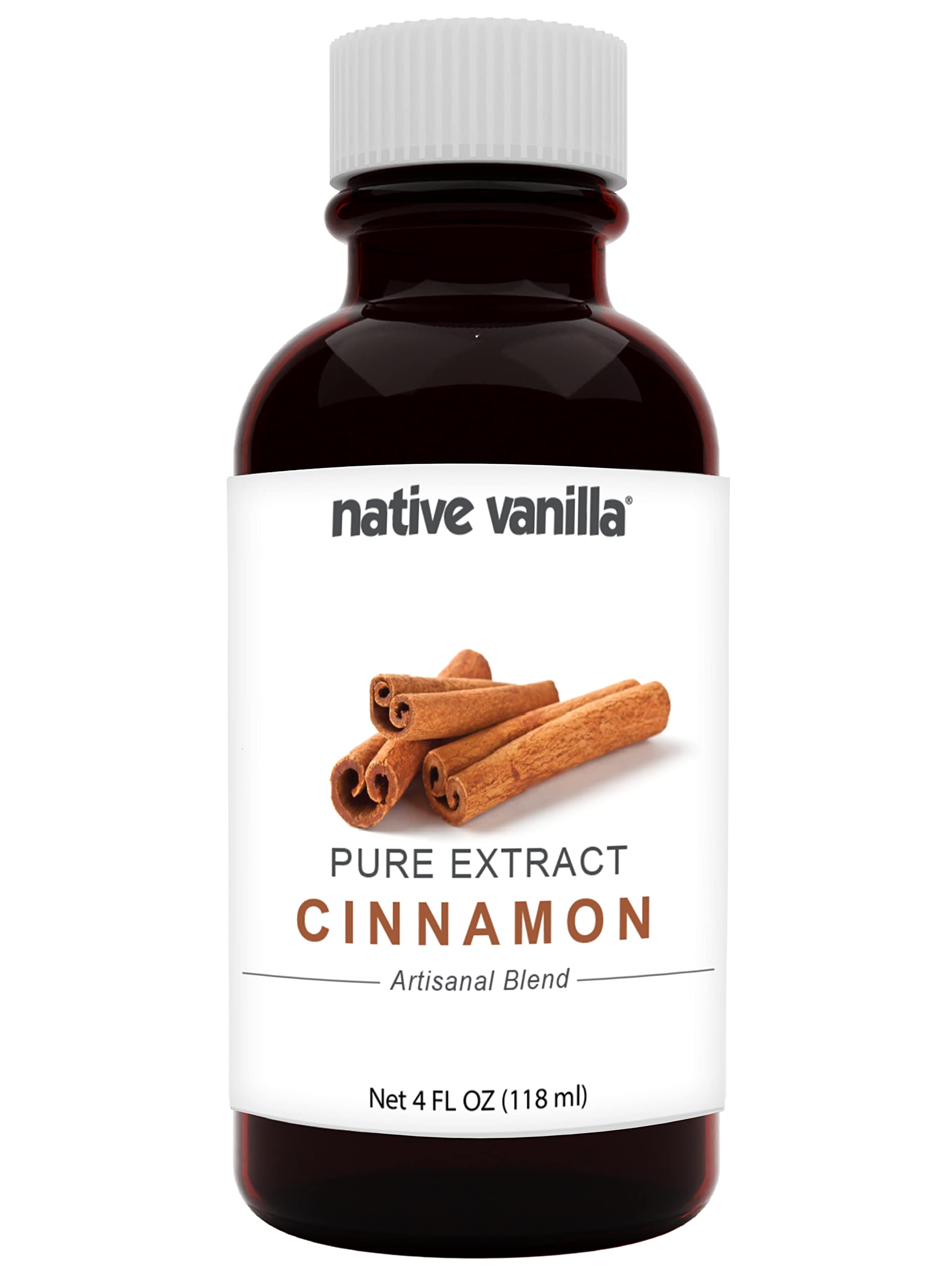 Native Vanilla - Pure Cinnamon Extract - 4 Fl Oz - Pure Flavors And Extracts - Perfect For Cooking, Baking, And Dessert Crafting